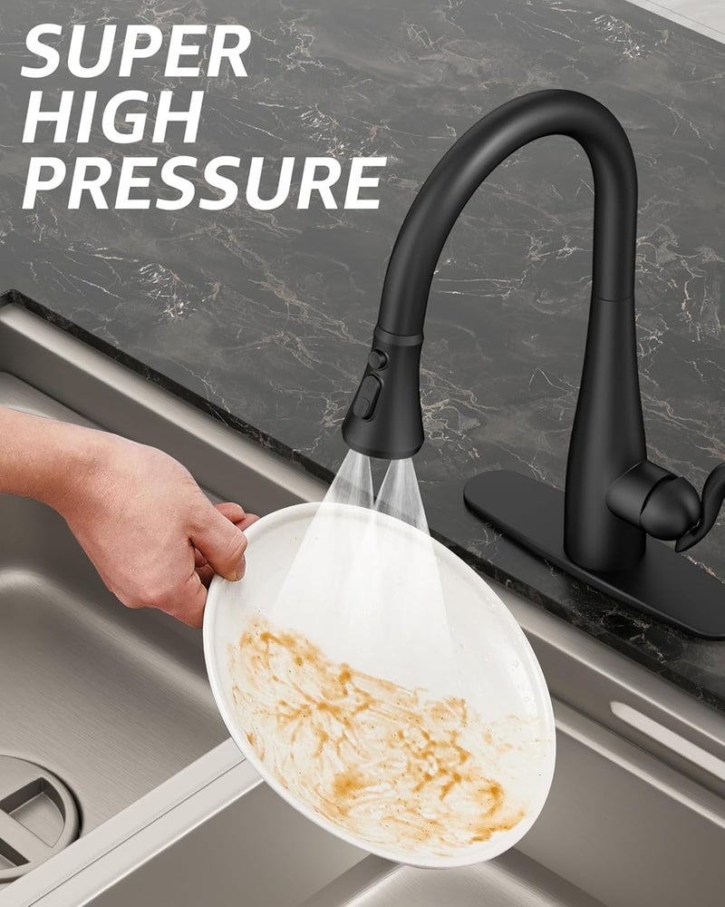 Mbillion Universal Matte Black Kitchen Faucet Spray Head Replacement, 3 Function ABS Sink Faucet Head, Pull-Down Nozzle with 14 Adapters, Compatible with Moen, Delta, Kohler, WEWE American Standard - Image 4